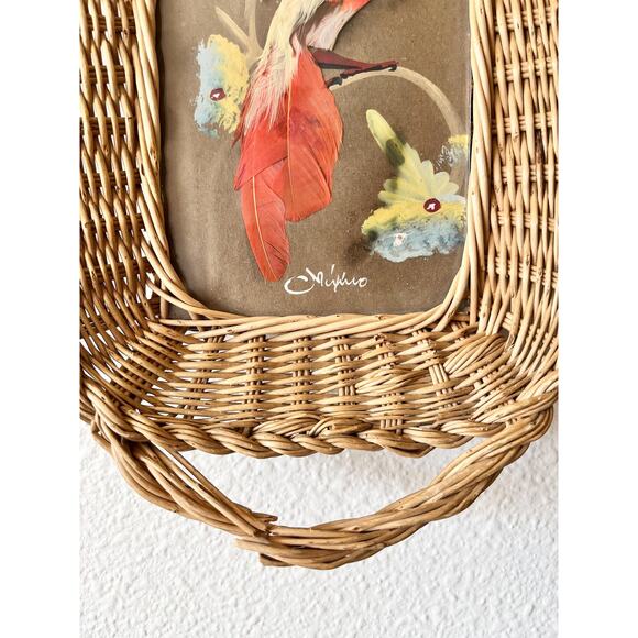 Vintage Mexican Tropical Bird Tray Set: Hand-Painted Folk Art Wall Decor - Picture 4 of 7